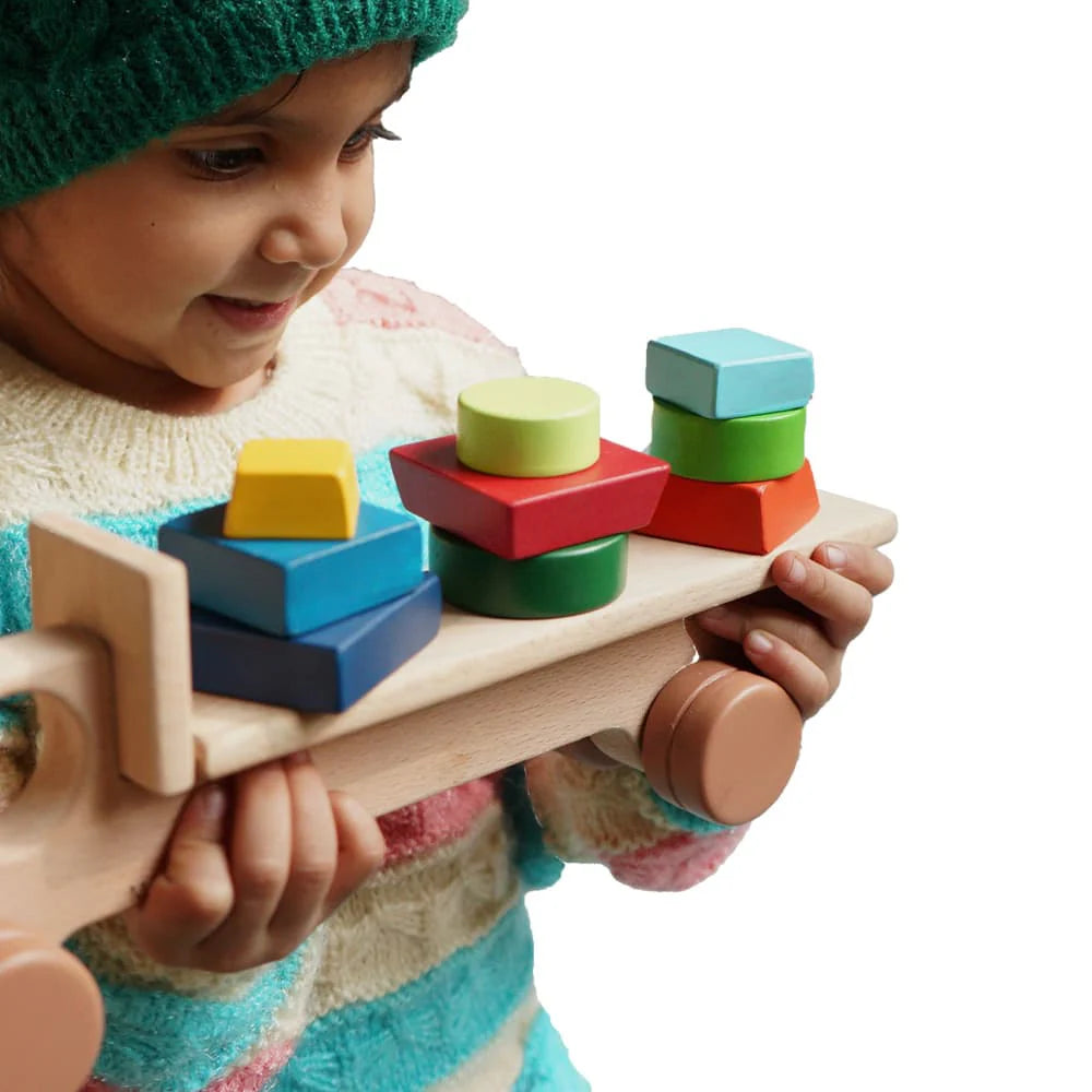2-in-1 Detachable Shape Stacker Wooden Truck