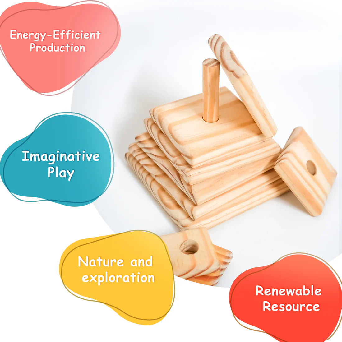 Pyramid Square Wooden Stacker