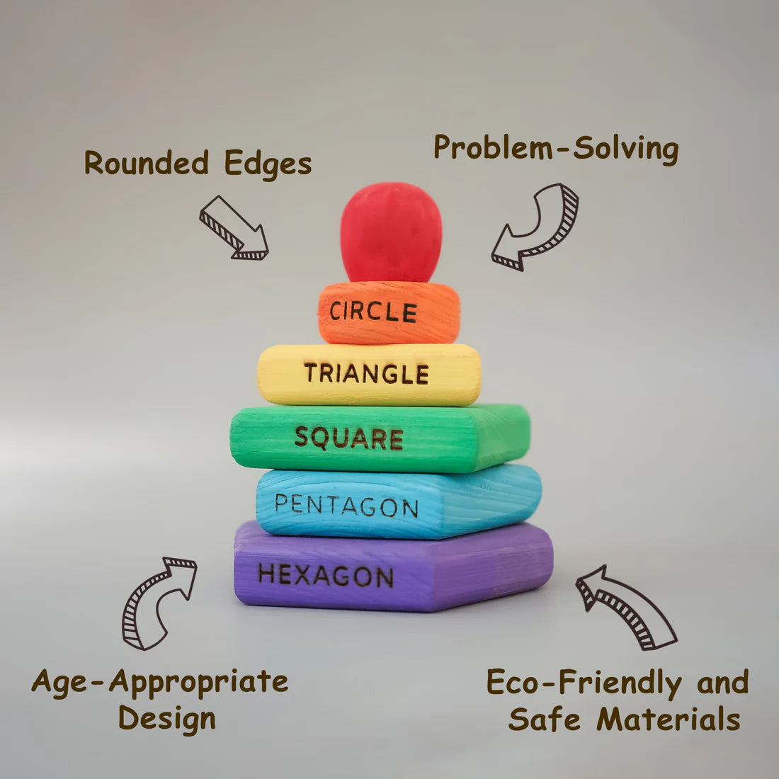 Wooden Shape Stacker (Color - Rainbow)