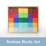 Wooden Toys – Rainbow Blocks Set- 30 Blocks 1 Tray