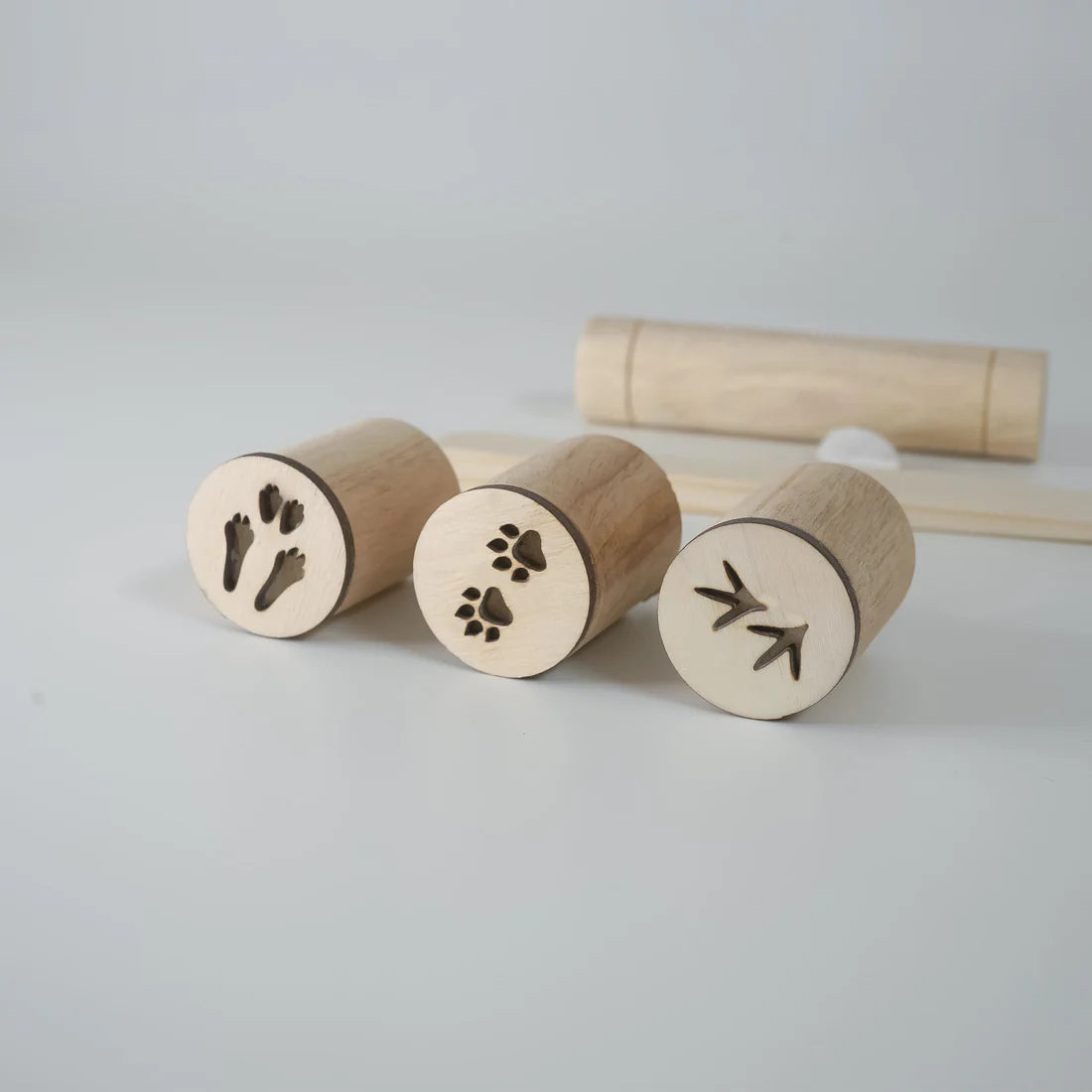 Animal Footprint Stamp Set with Wooden Rolling Pin and Knife