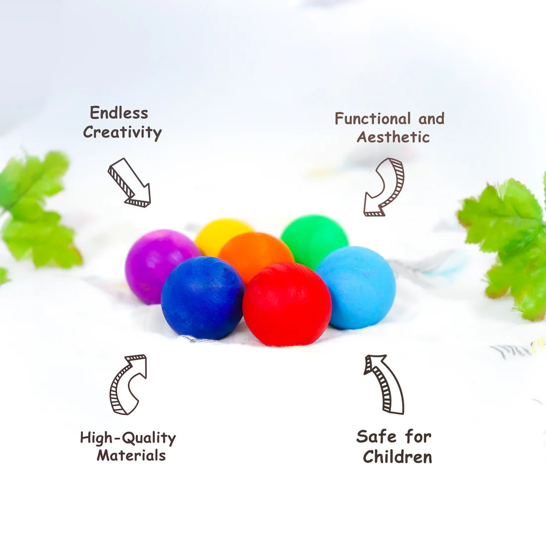 Colorful Wooden Rainbow Balls – Eco-Friendly Sensory Toy for Kids