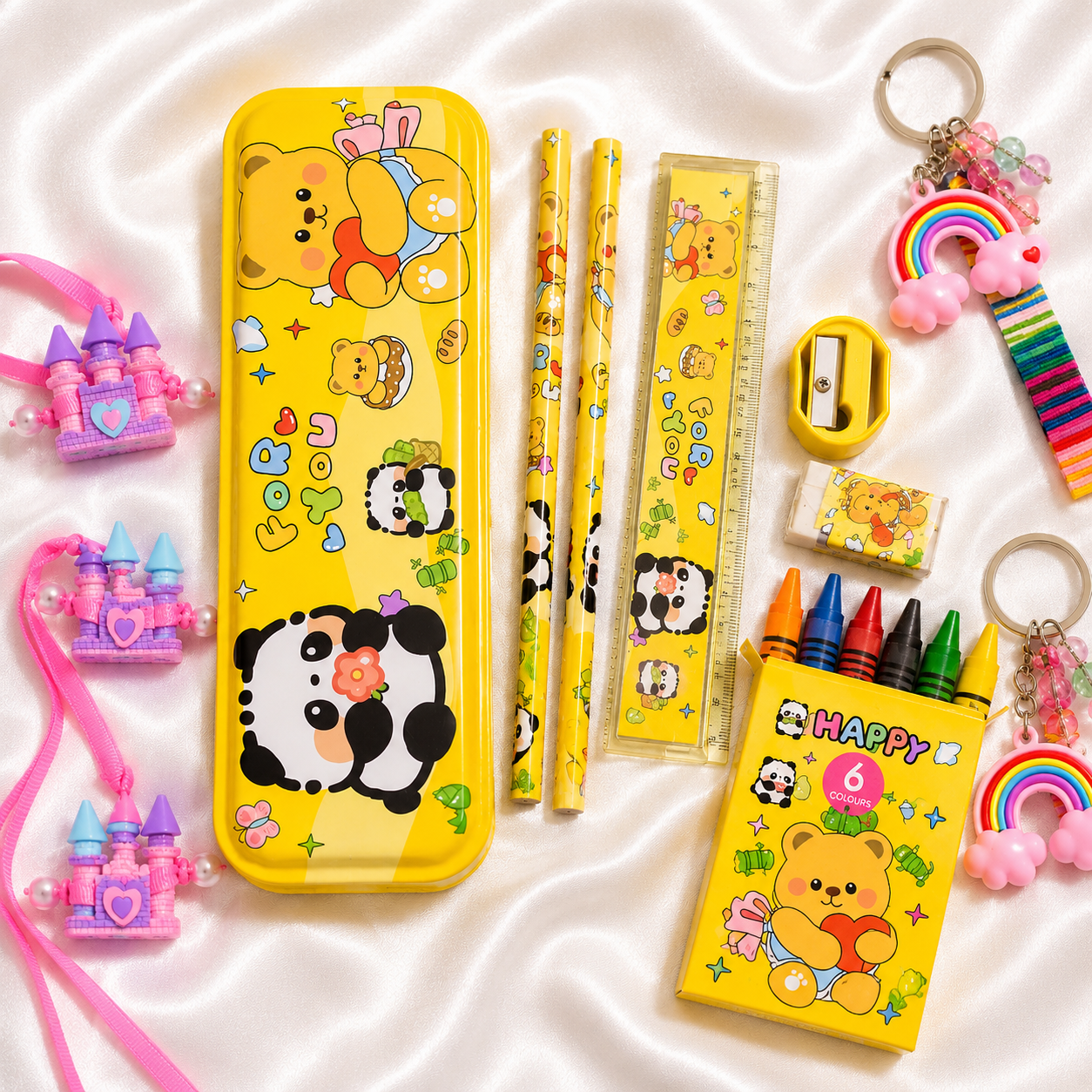ILearnnGrow Panda Theme Stationery Rakhi Combo – Cute Panda Pencil Box Set with Rakhi for Kids